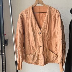 Japanese Quilted Peach Button-Front Jacket